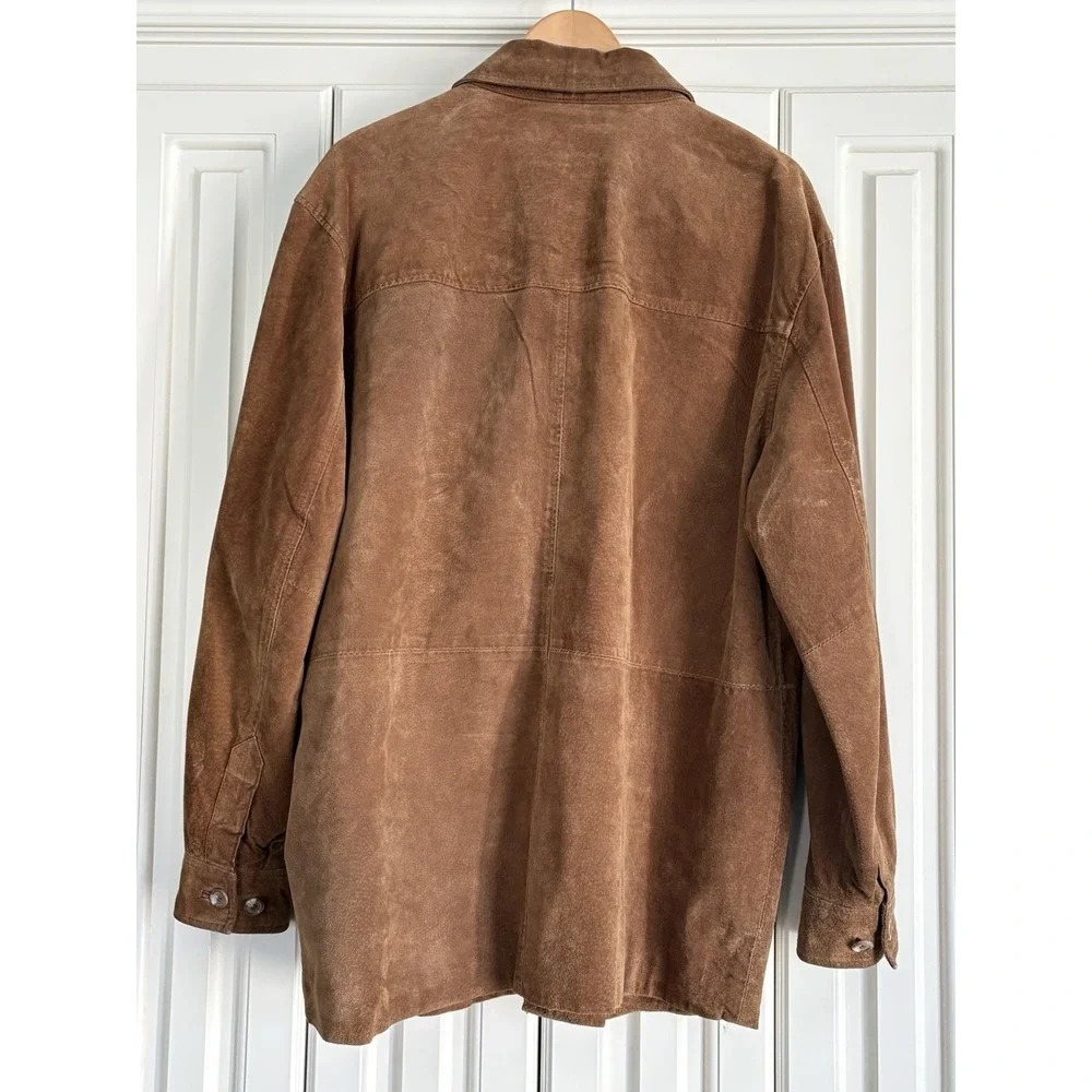 Vintage Bachrach 100 % Genuine Leather Suede Shirt Jacket Button Up Size Large - Picture 4 of 10